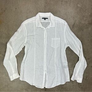 John Varvatos white tapered linen shirt